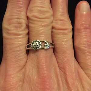 Silver Tone Sun and Moon Ring